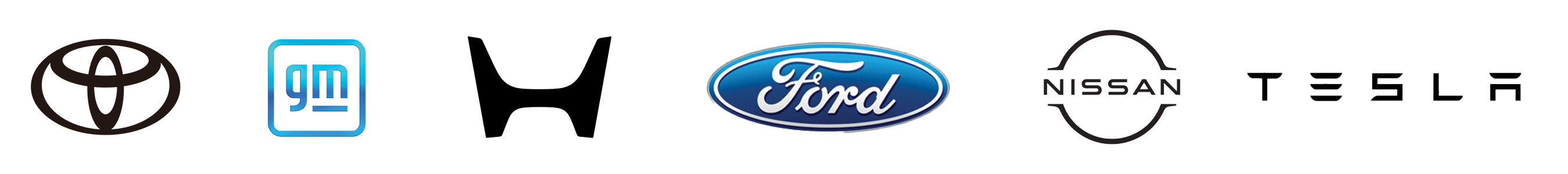 image of Toyota, GM, Honda, Ford, Nissan, and Tesla logos